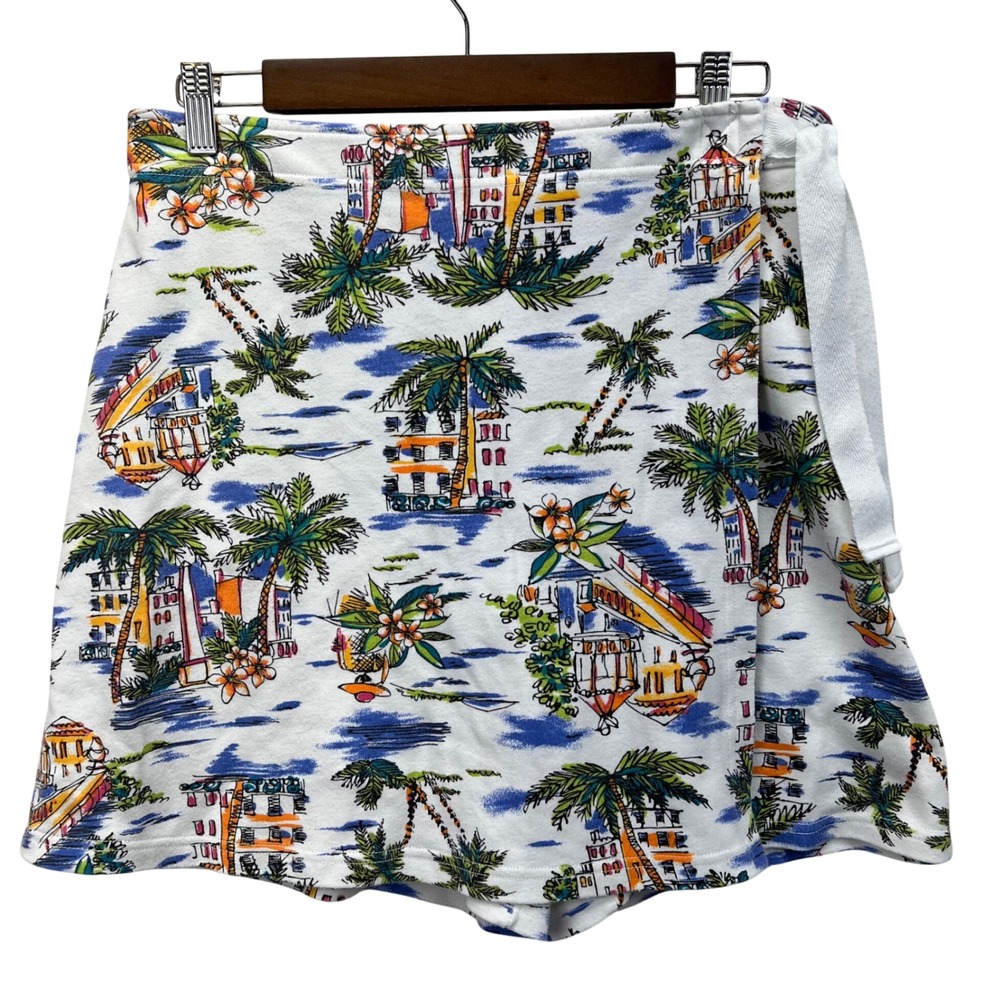 White Stag Skort Women Large Vintage Y2K Tropical Palm Tree Wrap Skirt Short